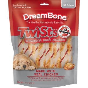 DreamBone Twists Wrapped with Chicken Rawhide Free Dog Chews, 30 count