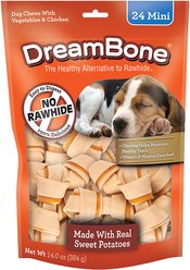 DreamBone Real Sweet Potato Rawhide Free Dog Chew Bones, Mini, 24 count
