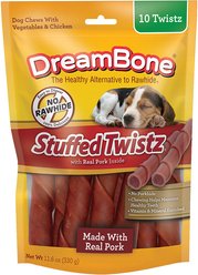 DreamBone Stuffed Twistz Real Pork Rawhide Free Dog Chews, 10 count