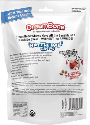 Show full view: DreamBone Rattle Ball Chews Real Chicken Rawhide Free Dog Chews, Small, 14 count slide 3 of 11