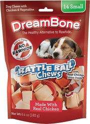 DreamBone Rattle Ball Chews Real Chicken Rawhide Free Dog Chews, Small, 14 count