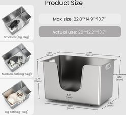 Ptlom Stainless Steel High Wide Entry Sided Cat Litter Box, X-Large slide 2 of 9
