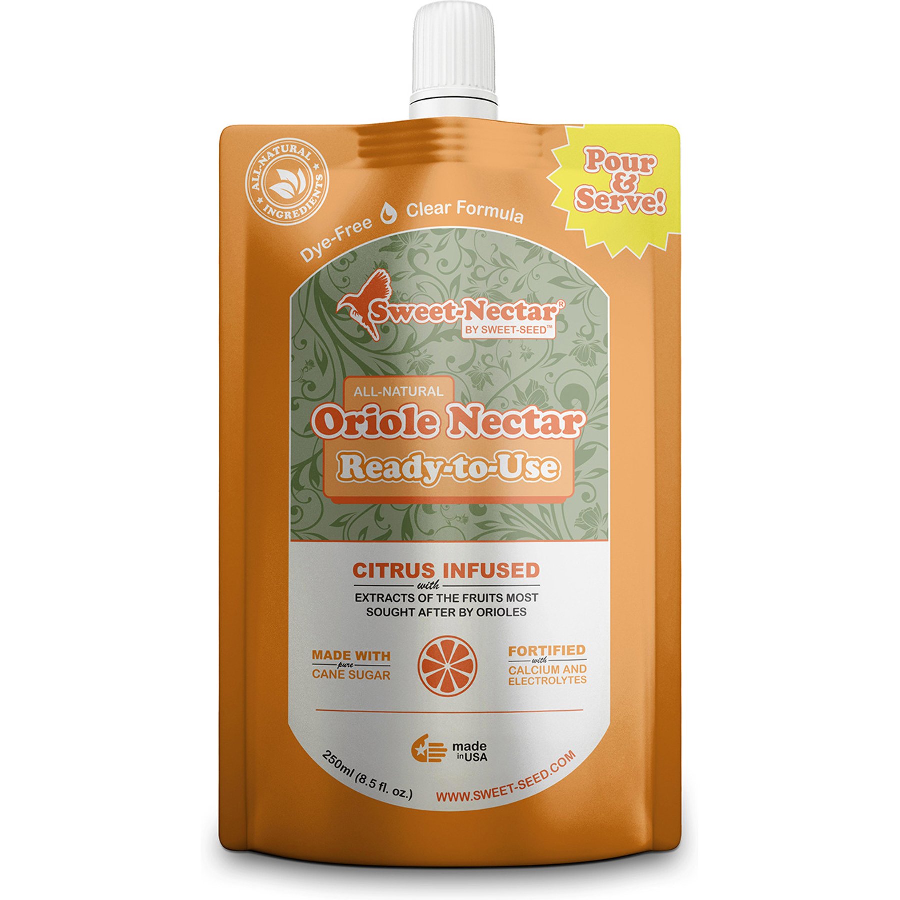 Sweet-Nectar Ready-To-Use Oriole Food, Clear, 8-fl oz bag