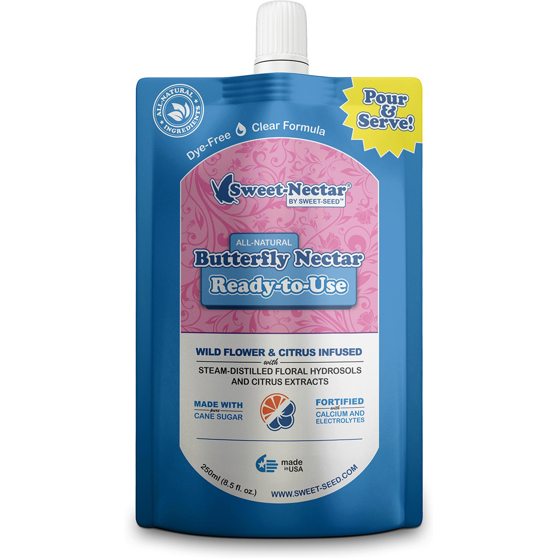 Sweet-Nectar Ready To Use Butterfly Food, Clear, 8.5-fl oz bag