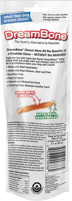 Show full view: DreamBone Triple Flavor Rolls Real Chicken, Beef & Pork Rawhide Free Dog Chews, 2 count slide 3 of 10