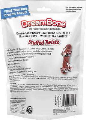 Show full view: DreamBone Stuffed Twistz Real Pork Rawhide Free Dog Chews, 9 count slide 3 of 13