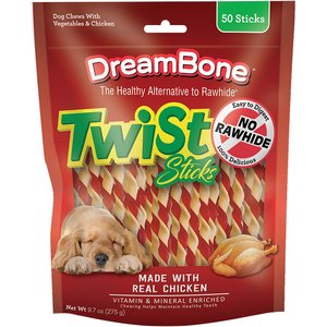 DreamBone Twist Sticks Chicken Chew Dog Treats, 50 count
