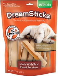 DreamBone DreamSticks Real Sweet Potato Rawhide Free Dog Chews, 10 count