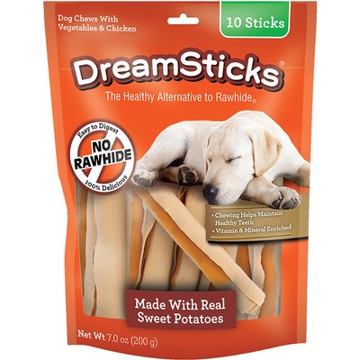 DreamBone DreamBone DreamSticks Real Sweet Potato Rawhide Free Dog Chews, 10 count