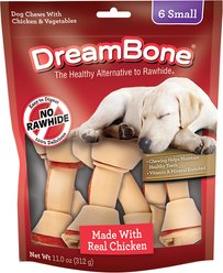 DreamBone Real Chicken Rawhide Free Dog Chew Bones, Small, 6 count
