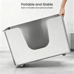 Ptlom Stainless Steel High Wide Entry Sided Cat Litter Box, X-Large slide 2 of 9