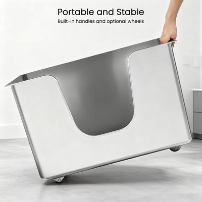 Show full view: Ptlom Stainless Steel High Wide Entry Sided Cat Litter Box, X-Large slide 4 of 12