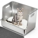 Ptlom Stainless Steel High Sided Cat Litter Box, X-Large: 22.5 x 14.5 x 14.5-in