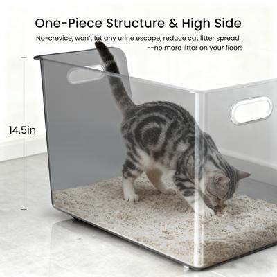 Show full view: Ptlom Stainless Steel High Sided Cat Litter Box, X-Large: 22.5 x 14.5 x 14.5-in slide 6 of 9