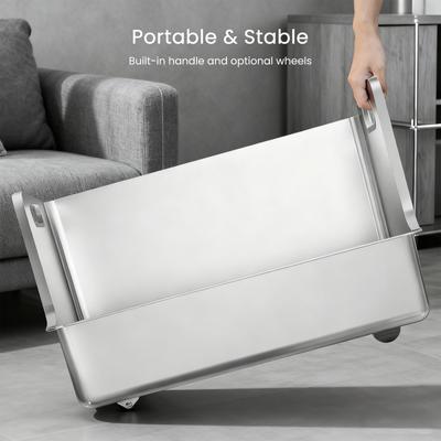 Show full view: Ptlom Stainless Steel High Sided Cat Litter Box, X-Large: 22.5 x 14.5 x 14.5-in slide 5 of 9