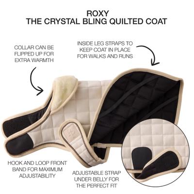 Show full view: Pet Passion Roxy The Crystal Bling Dog Coat, Alabaster, Small slide 3 of 11