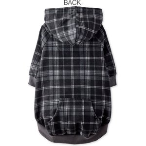 Pet Passion Rocky II Extra Comfy Plaid Dog Hoodie, Black Sand, X-Large