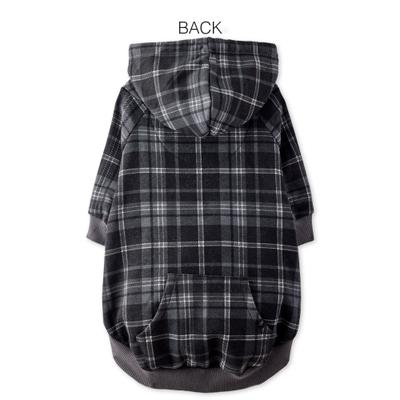 Show full view: Pet Passion Rocky II Extra Comfy Plaid Dog Hoodie, Black Sand, XXX-Small slide 3 of 8