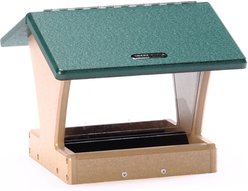 Birds Choice Recycled Plastic House Hopper Wild Bird Feeder, Taupe & Green, Medium: 10.5 x 10.5 x 9-in