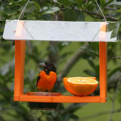 Show full view: Birds Choice Recycled Plastic Oriole Wild Bird Feeder, Orange, 10.5 x 8.75 x 8-in slide 6 of 6