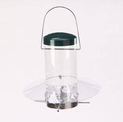 Birds Choice Hanging Classic Wild Bird Feeder with Baffle Weather Guard, Green, 12-in