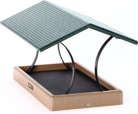 Show full view: Birds Choice Recycled Plastic Fly-Thru Wild Bird Feeder, Taupe & Green, Large: 19 x 15.75 x 13-in slide 3 of 4