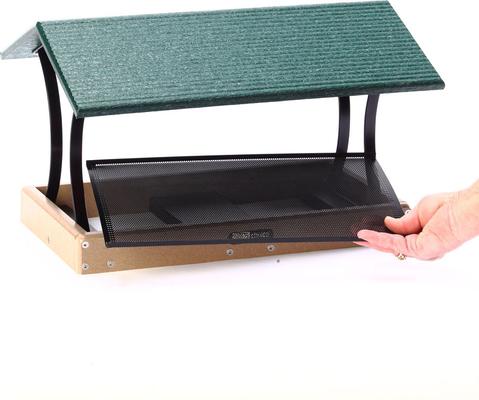 Show full view: Birds Choice Recycled Plastic Fly-Thru Wild Bird Feeder, Taupe & Green, Large: 19 x 15.75 x 13-in slide 2 of 4