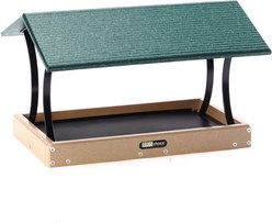 Birds Choice Recycled Plastic Fly-Thru Wild Bird Feeder, Taupe & Green, Large: 19 x 15.75 x 13-in