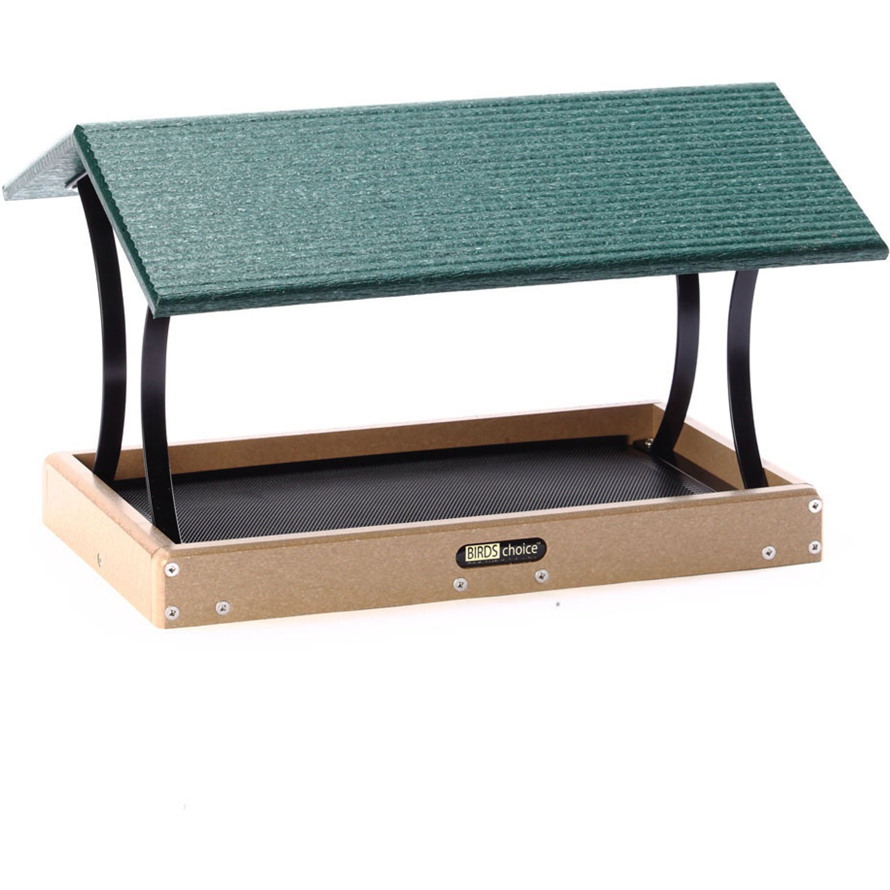 Birds Choice Recycled Plastic Fly-Thru Wild Bird Feeder, Taupe & Green, Large: 19 x 15.75 x 13-in