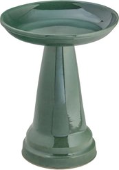 Ohio Stoneware Bird Bath, 17 x 17 x 22-in, Summer Green