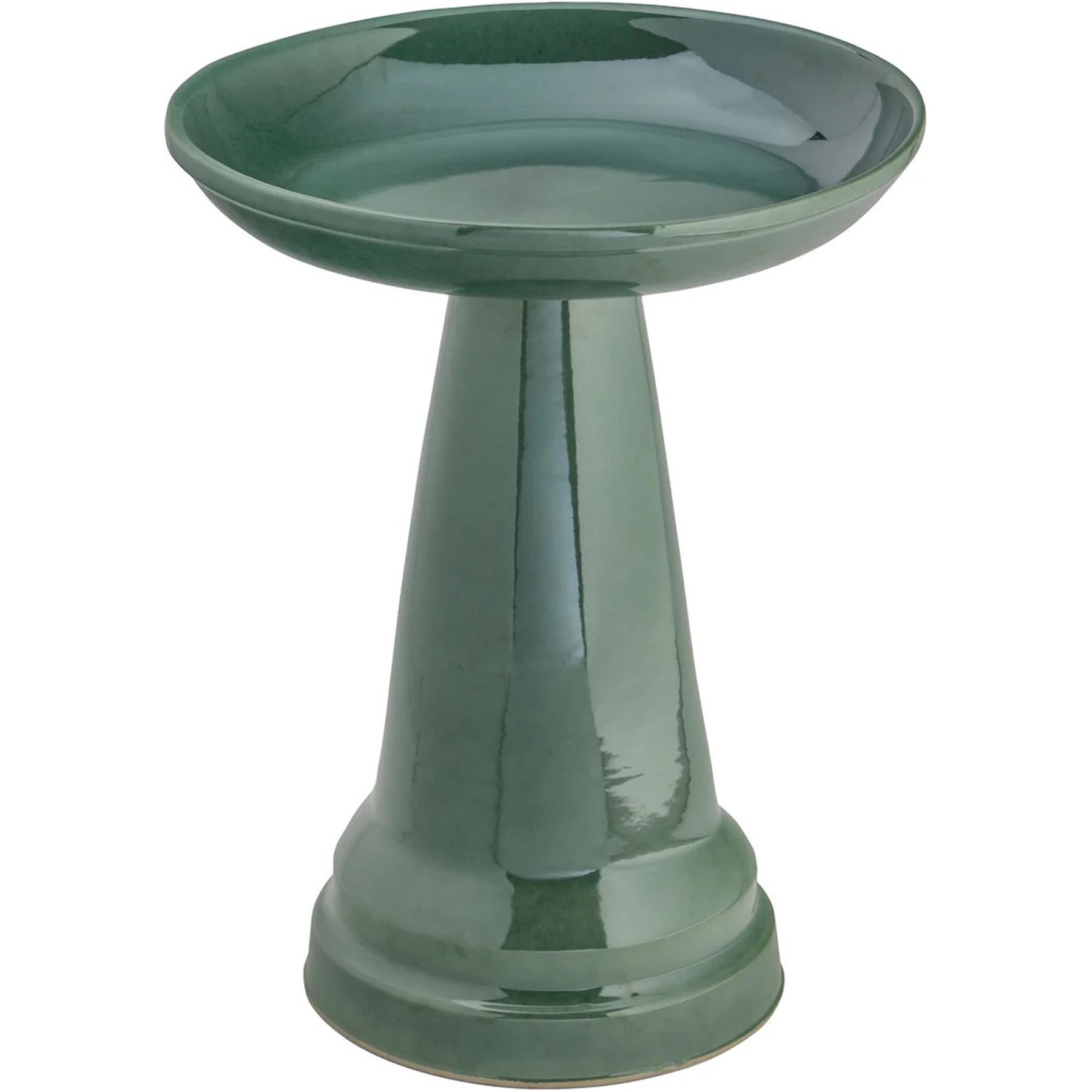 Ohio Stoneware Bird Bath, 17 x 17 x 22-in, Summer Green