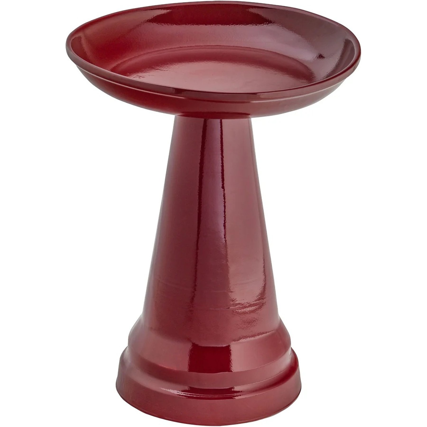 Ohio Stoneware Bird Bath, 17 x 17 x 22-in, Burgundy