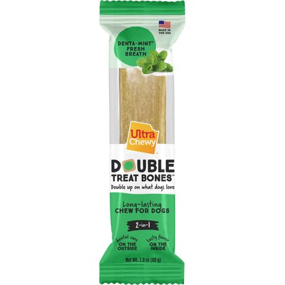 Ultra Chewy Ultra Chewy Double Treat Bone Denta Mint Dog Dental Chew Treats, 2.8-oz bag, 5 count