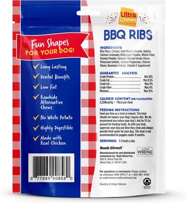 Show full view: Ultra Chewy BBQ Ribs Long-Lasting Dog Chew Treats, 4.2-oz bag, 2 count slide 3 of 6