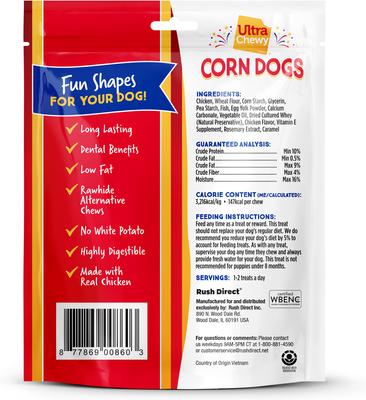 Show full view: Ultra Chewy Corn Dogs Long-Lasting Dog Chew Treats, 4.2-oz bag, 2 count slide 3 of 6
