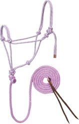 Weaver Equine Diamond Braided Horse Rope Horse Halter with Lead, Lavender/Mint/Gray