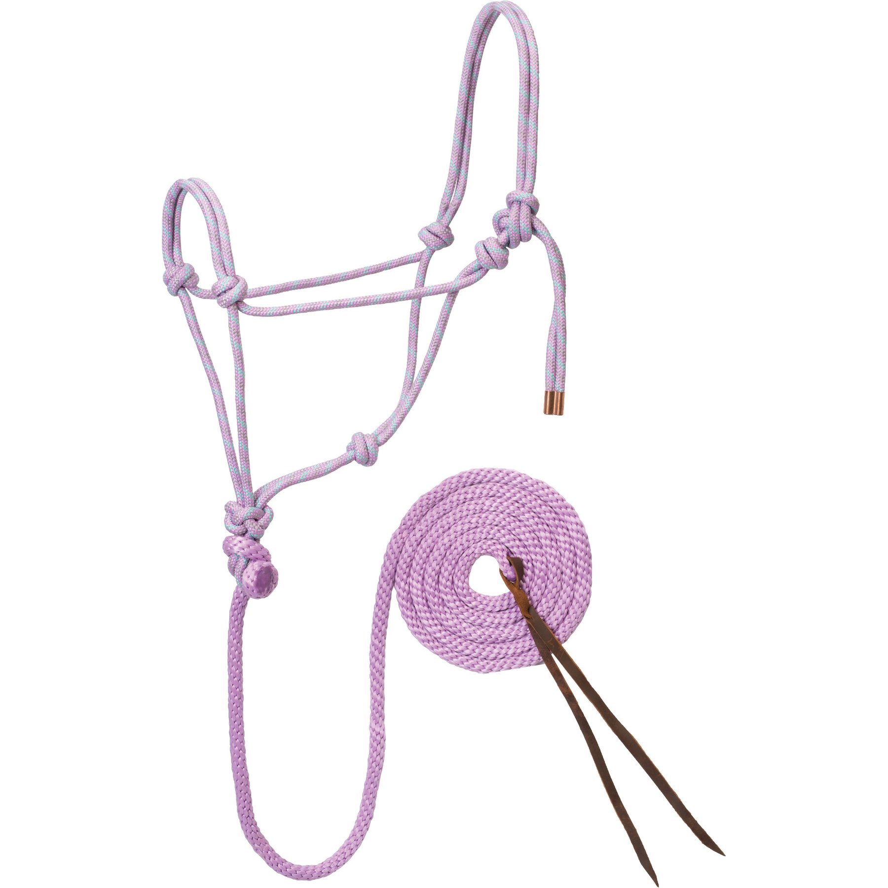 Weaver Equine Diamond Braided Horse Rope Horse Halter with Lead, Lavender/Mint/Gray