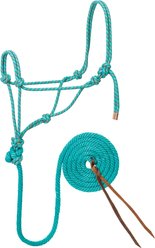 Weaver Equine Diamond Braided Horse Rope Horse Halter with Lead, Teal/Gray/Orange