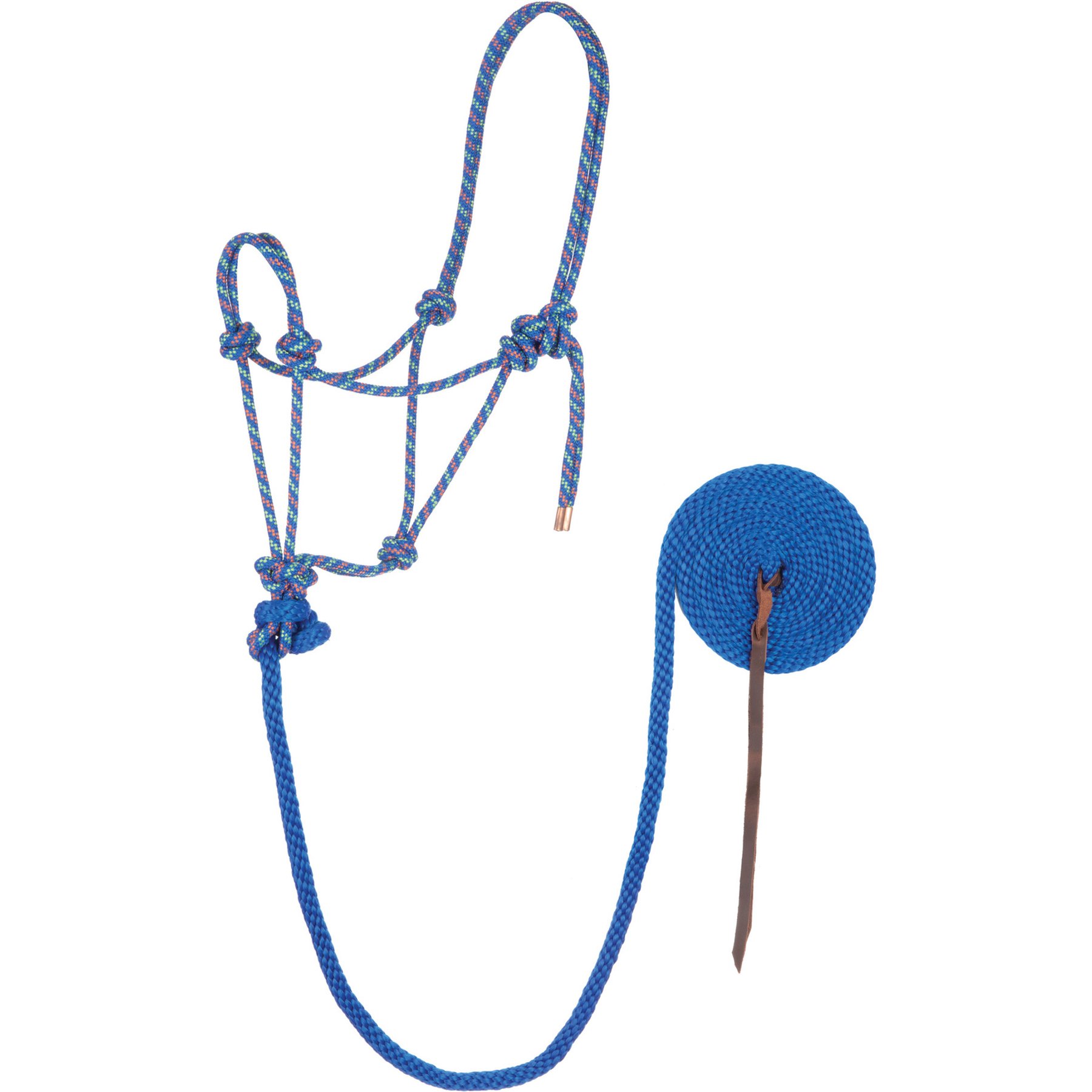 Weaver Equine Diamond Braided Horse Rope Horse Halter with Lead, Blue/Orange/Lime