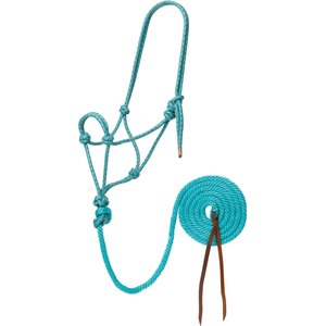 Weaver Equine Diamond Braided Horse Rope Horse Halter with Lead, Turquoise/Brown/Tan