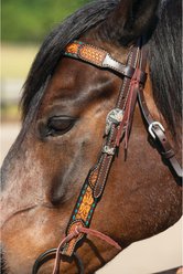 Weaver Equine Turquoise Cross Floral Buckstitch Horse Browband Headstall slide 2 of 9