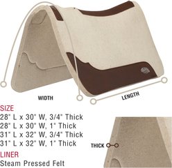 Weaver Equine Contoured Steam Pressed Merino Wool Felt Saddle Pad, Natural, 28-in L x 30-in W, 3/4-in thick slide 2 of 6
