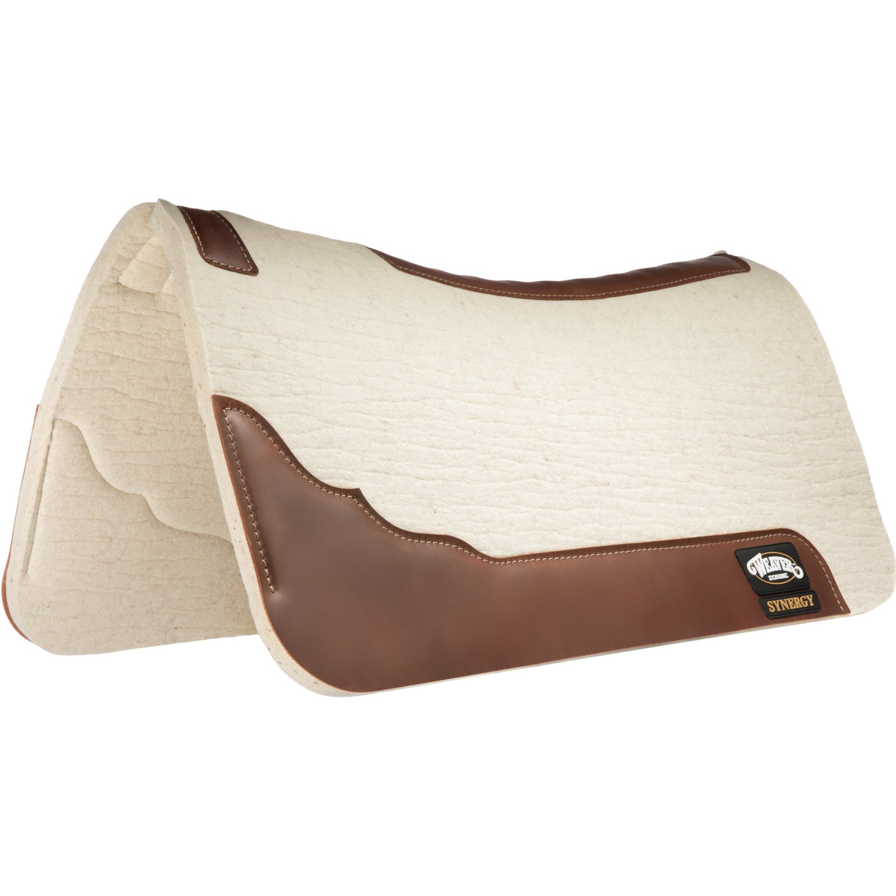 Weaver Equine Synergy Contoured Steam Pressed 100% Merino Wool Felt Performance Saddle Pad, Natural, 31-in x 32-in x 3/4-in