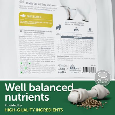 Show full view: Nature's Protection Superior Care Junior Small Breed Grain-Free White Fish Dry Dog Food, 22-lb bag slide 5 of 9