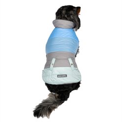 Eddie Bauer Flora Colorblock Puffer Dog Parka, Grey/Blue, Large