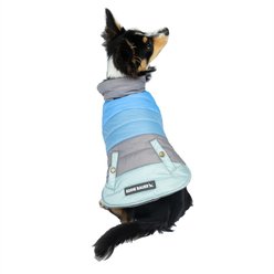 Eddie Bauer Flora Colorblock Puffer Dog Parka, Grey/Blue, Small