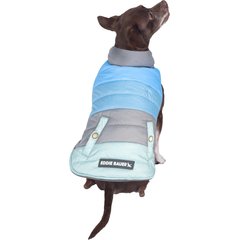 Eddie Bauer Flora Colorblock Puffer Dog Parka, Grey/Blue, X-Small