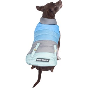 Eddie Bauer Flora Colorblock Puffer Dog Parka, Grey/Blue, X-Small