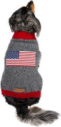 Eddie Bauer American Flag Crewneck Dog Sweater, Charcoal Grey, Large
