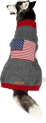 Eddie Bauer American Flag Crewneck Dog Sweater, Charcoal Grey, X-Large